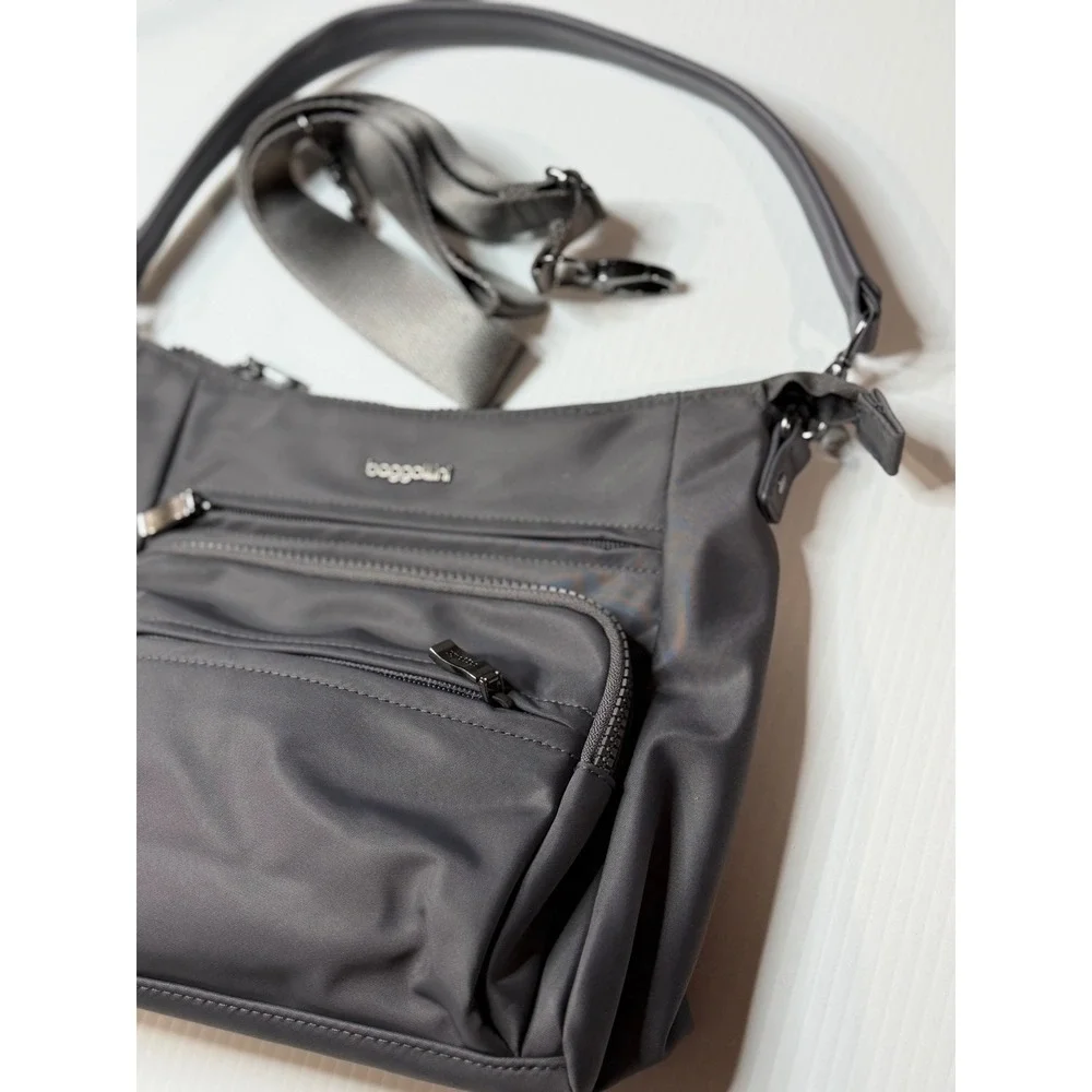 Baggallini Nolita‎ Convertible Crossbody Smoke Grey RFID Travel Bag Comfort